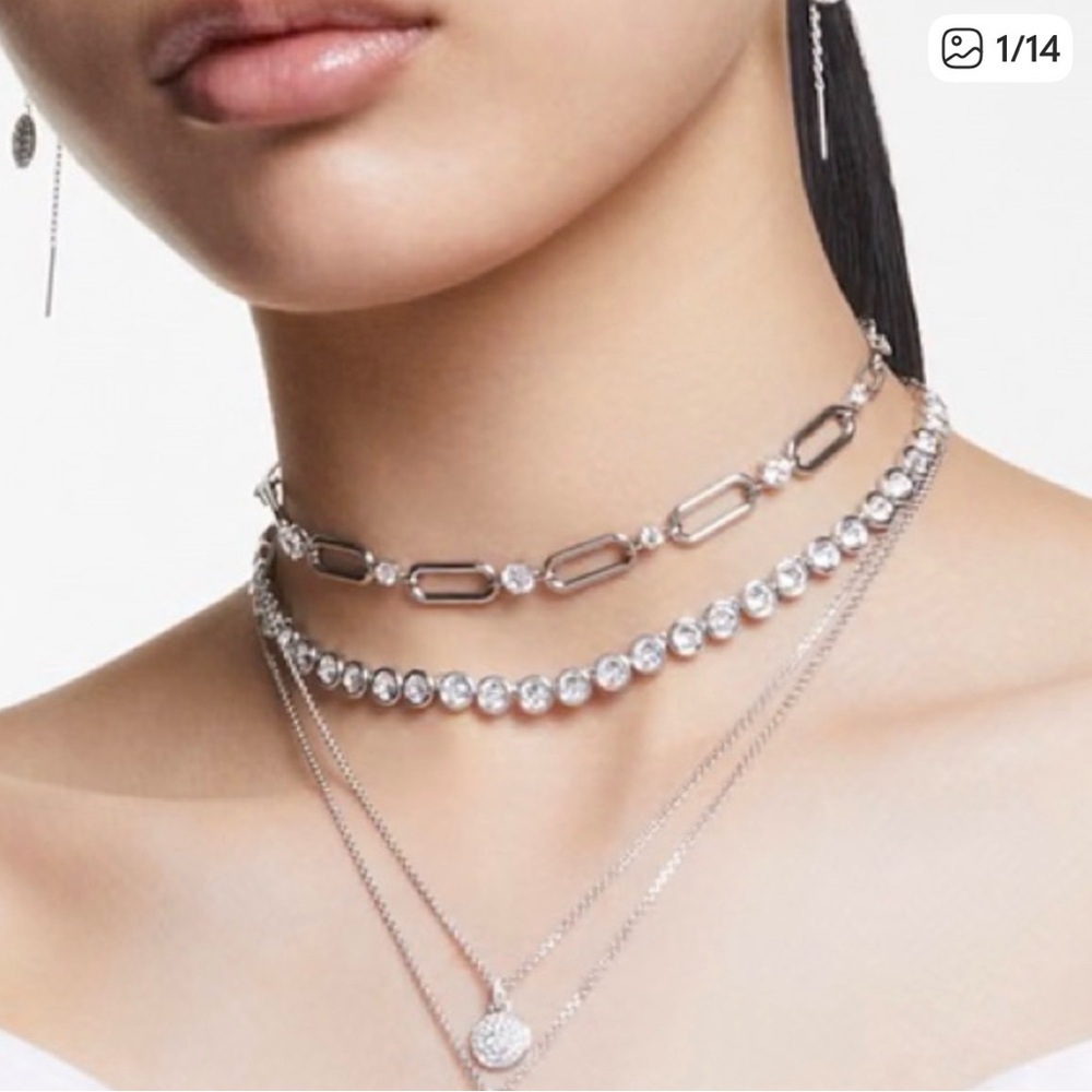 Constella necklace White, Rhodium plated
